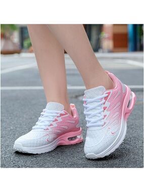 Jeurot Women Fashion Lace-Up Casual Fashion Sneaker Shoes Ombre Pink/White 7.5
